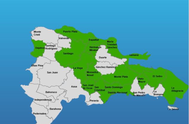 COE aumenta 16 provincias y al DN en alerta verde por una vaguada